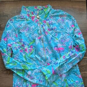 Lilly Pulitzer Skipper Popover with removable zipper fish pull EUC